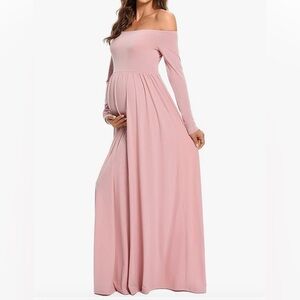 pink off the shoulder maternity dress (size: L)